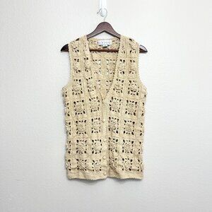 VTG Style New York Granny Squares Knit Vest Size Small Women's Sweater Afghan